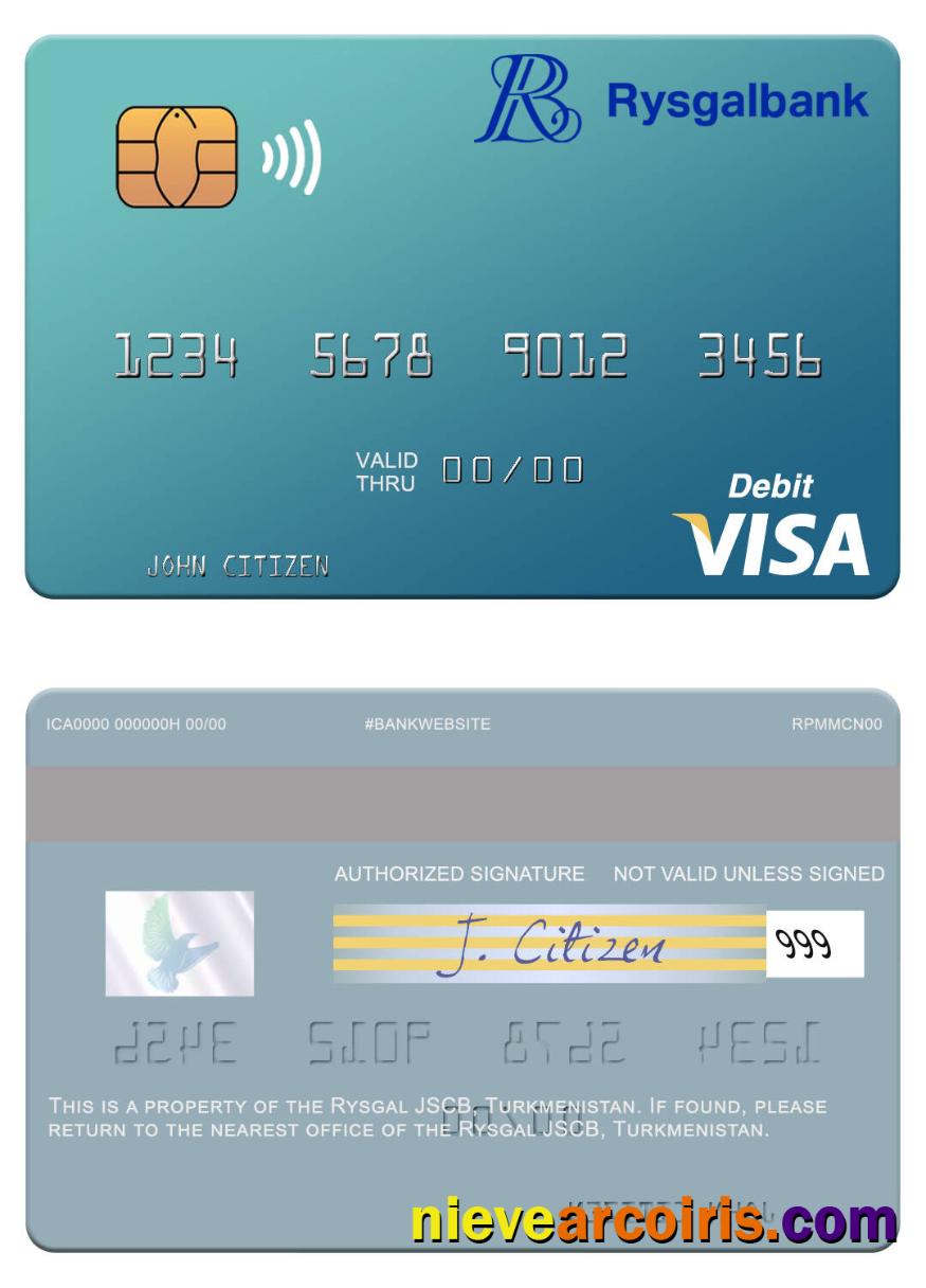 Turkmenistan Rysgal JSCB visa debit card